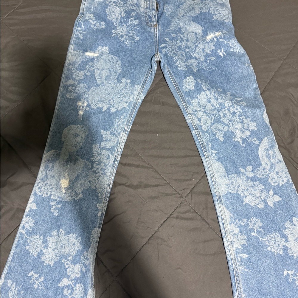 Etro Light Blue Artistic Straight Leg Jeans